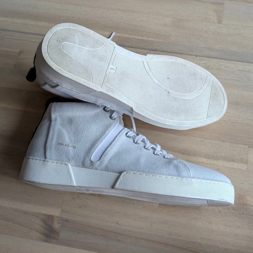 Von-Routte Lyon Mid Top Canvas Sneakers Off White‎ Mens Shoes Size 41 (US 8)